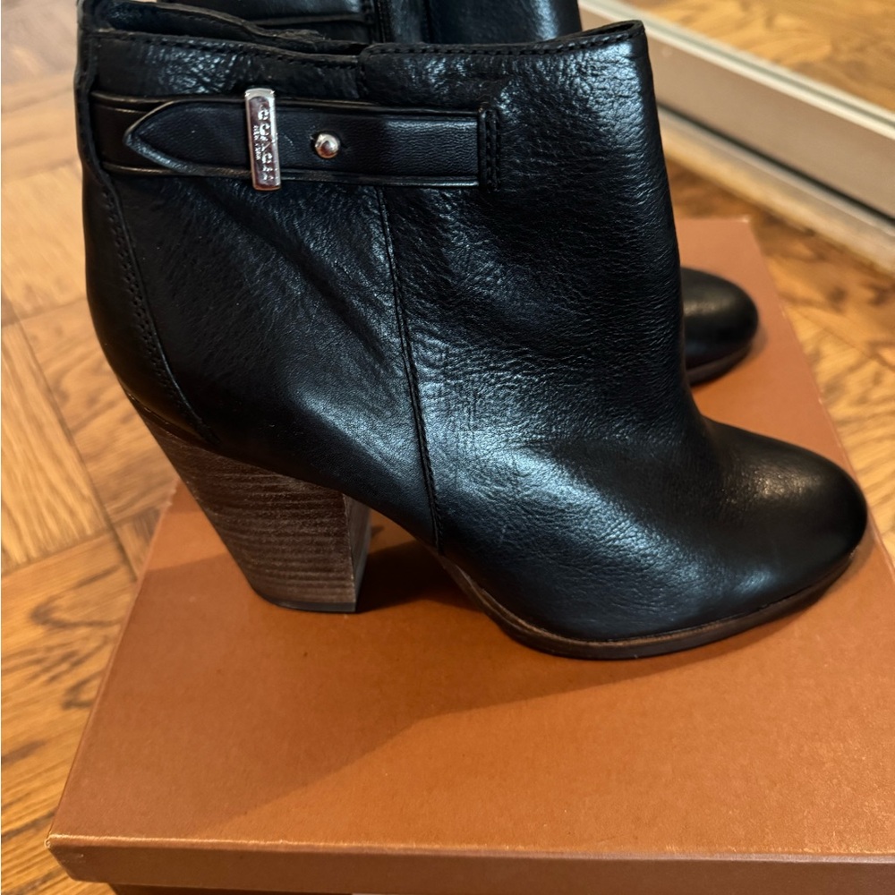 Coach Black Leather Ankle Booties